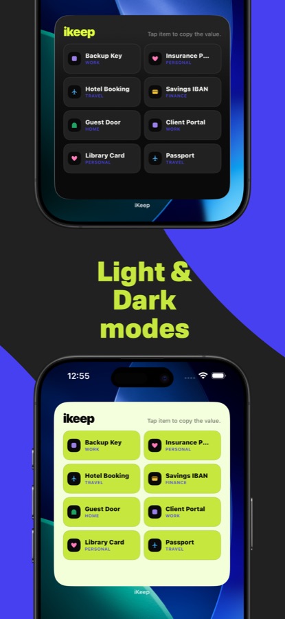 iKeep App Store screenshot showing secure details on iPhone