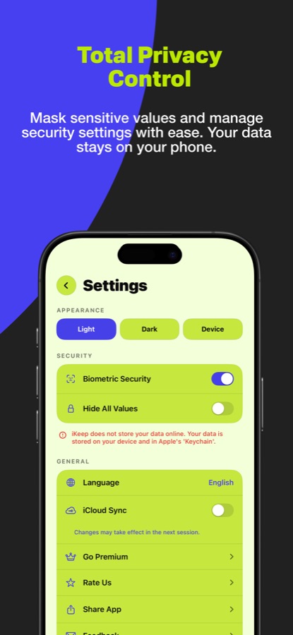 iKeep App Store screenshot showing Apple device support