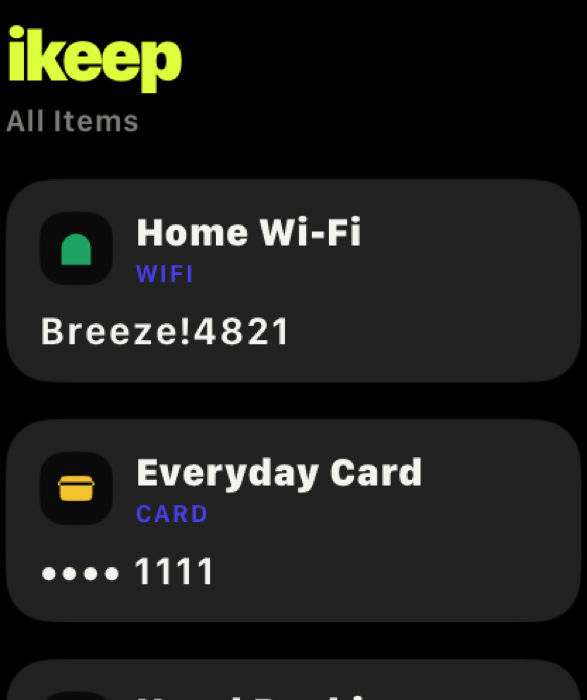 iKeep on Apple Watch